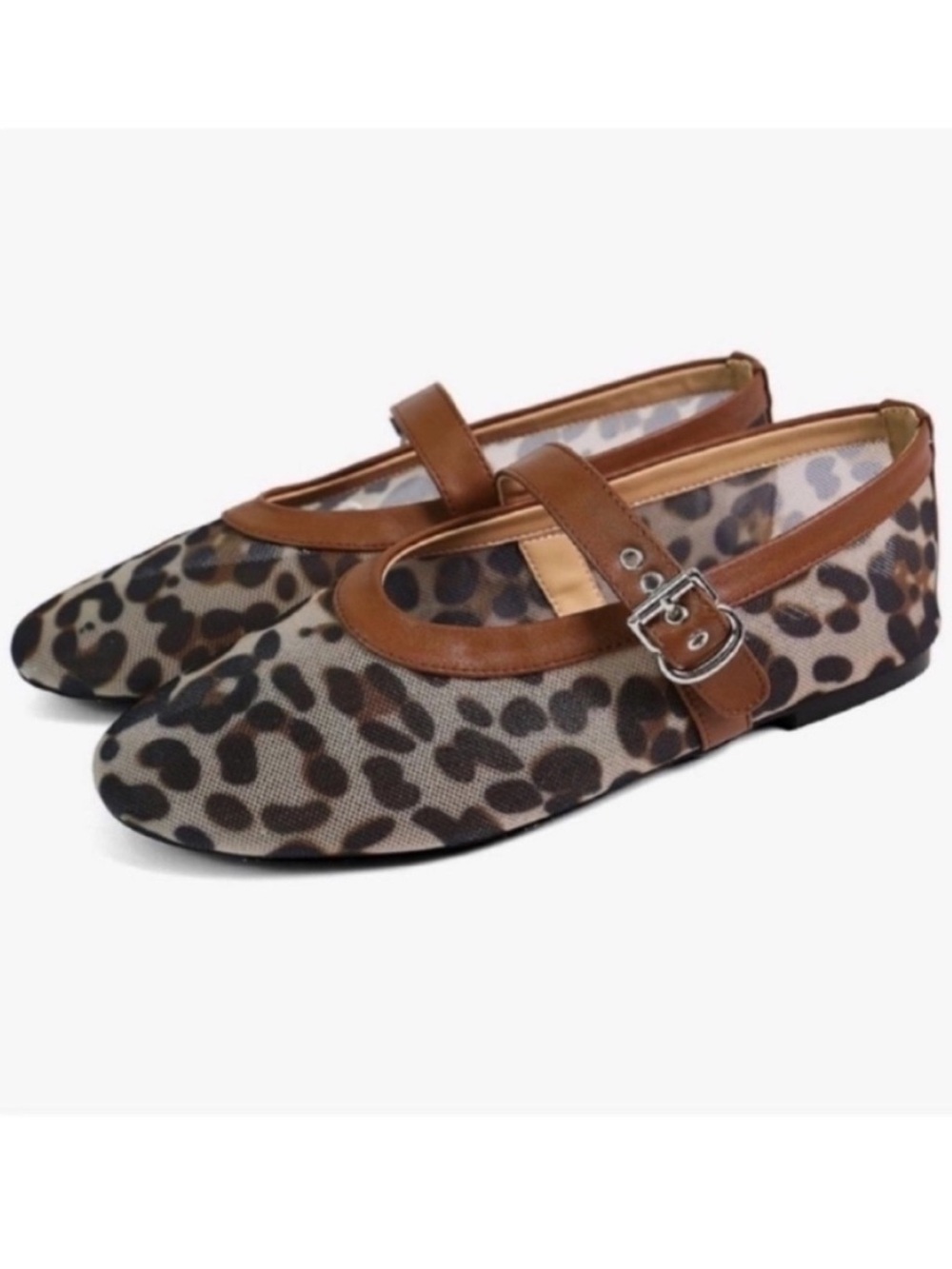 Leopard Print Mary Jane
Flats Brown Women's Shoes
Size 7